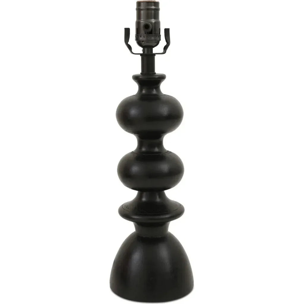 Gwen Wood & Textured Cotton Black Table Lamp - LOOMLAN - Moe's Home - Table Lamps