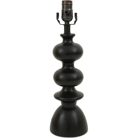 Gwen Wood & Textured Cotton Black Table Lamp - LOOMLAN - Moe's Home - Table Lamps