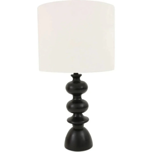 Gwen Wood & Textured Cotton Black Table Lamp - LOOMLAN - Moe's Home - Table Lamps