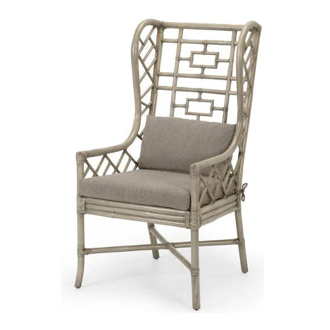 Gwyneth Rattan Frame Comfortable Wing Chair - LOOMLAN - Wildwood - Club Chairs