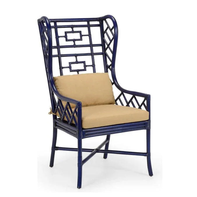 Gwyneth Rattan Frame Comfortable Wing Chair - LOOMLAN - Wildwood - Club Chairs