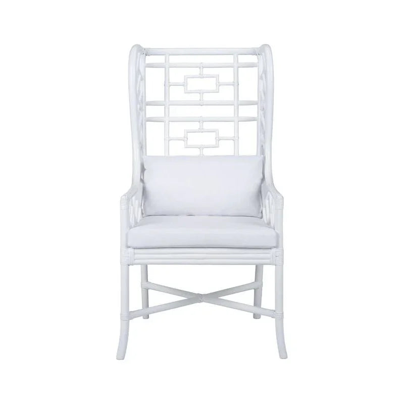 Gwyneth Rattan Frame White Wing Chair - LOOMLAN - Wildwood - Club Chairs