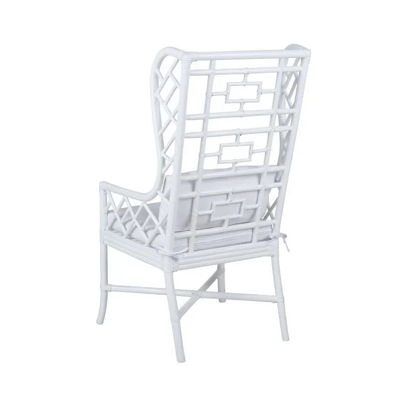 Gwyneth Rattan Frame White Wing Chair - LOOMLAN - Wildwood - Club Chairs