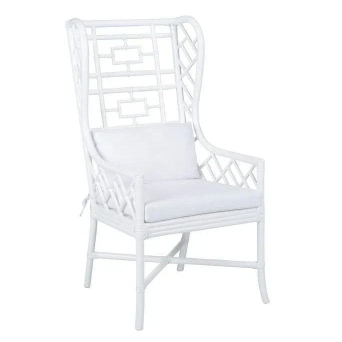 Gwyneth Rattan Frame White Wing Chair - LOOMLAN - Wildwood - Club Chairs