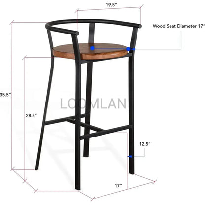 H Bar Height Barstool Wood Seat - LOOMLAN - Sunny D - Bar Stools