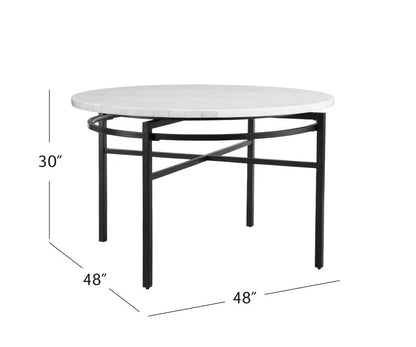 Hadley White Marble Top Dining Table-Dining Tables-Bassett Mirror-LOOMLAN