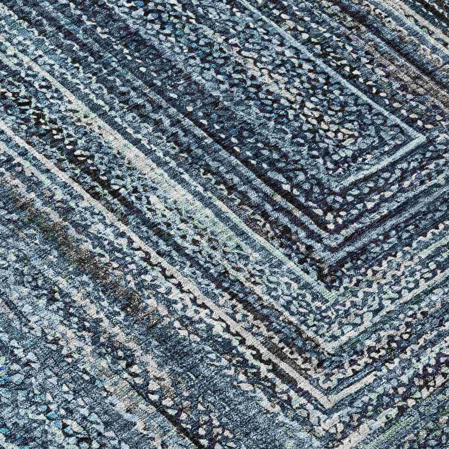 Haelanor Blue Washable Indoor-Outdoor Rug