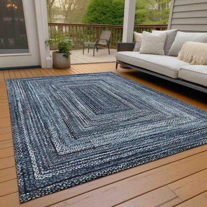 Haelanor Blue Washable Indoor-Outdoor Rug
