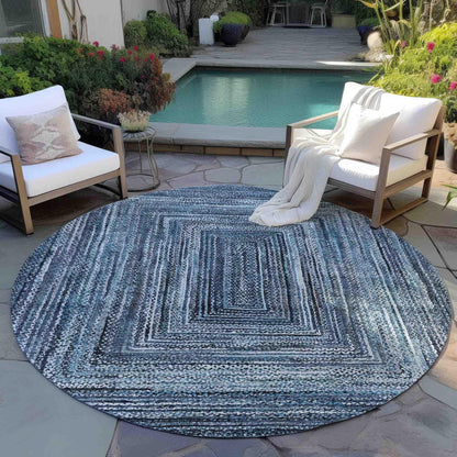 Haelanor Blue Washable Indoor-Outdoor Rug