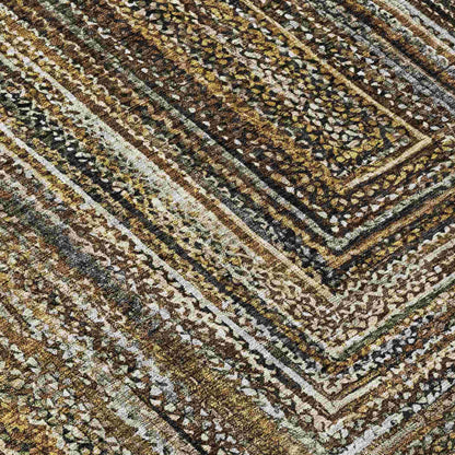 Haelanor Brown Washable Indoor-Outdoor Rug