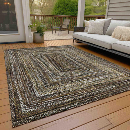 Haelanor Brown Washable Indoor-Outdoor Rug