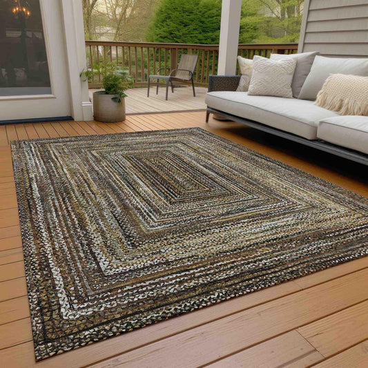 Haelanor Brown Washable Indoor-Outdoor Rug