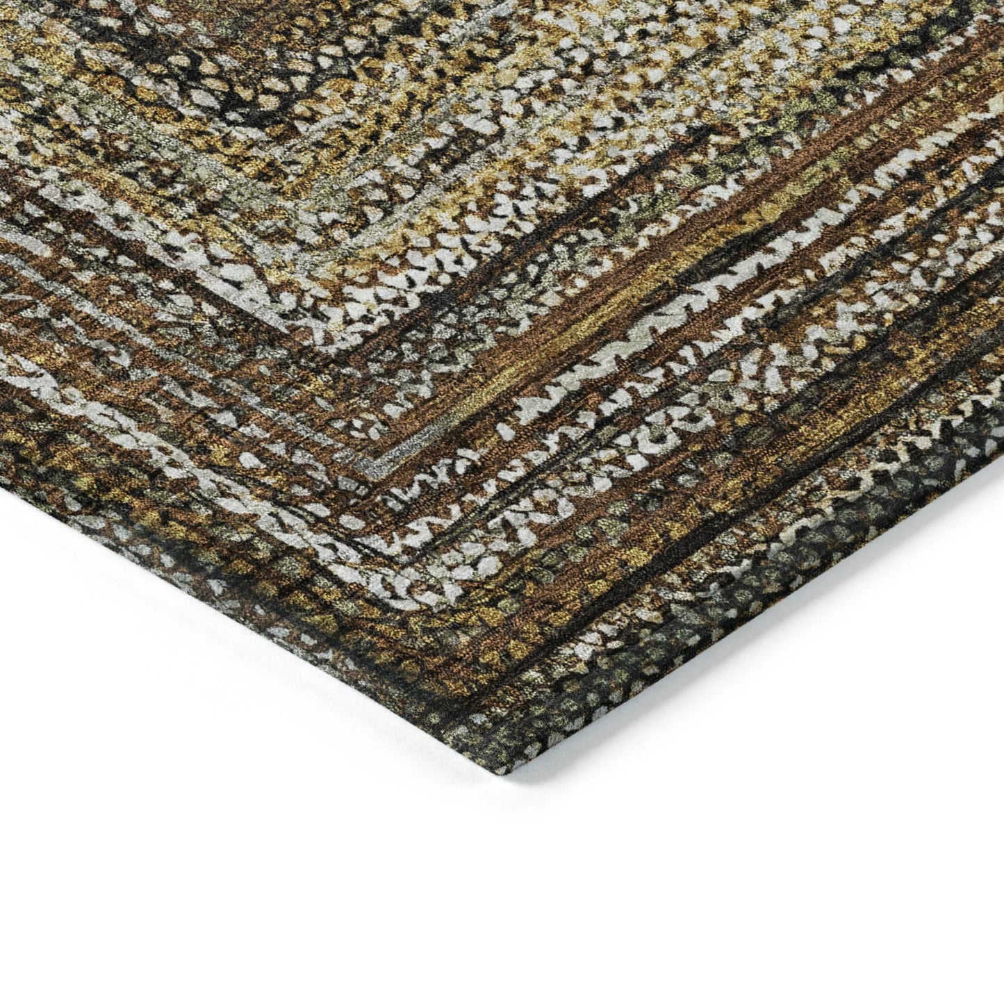 Haelanor Brown Washable Indoor-Outdoor Rug