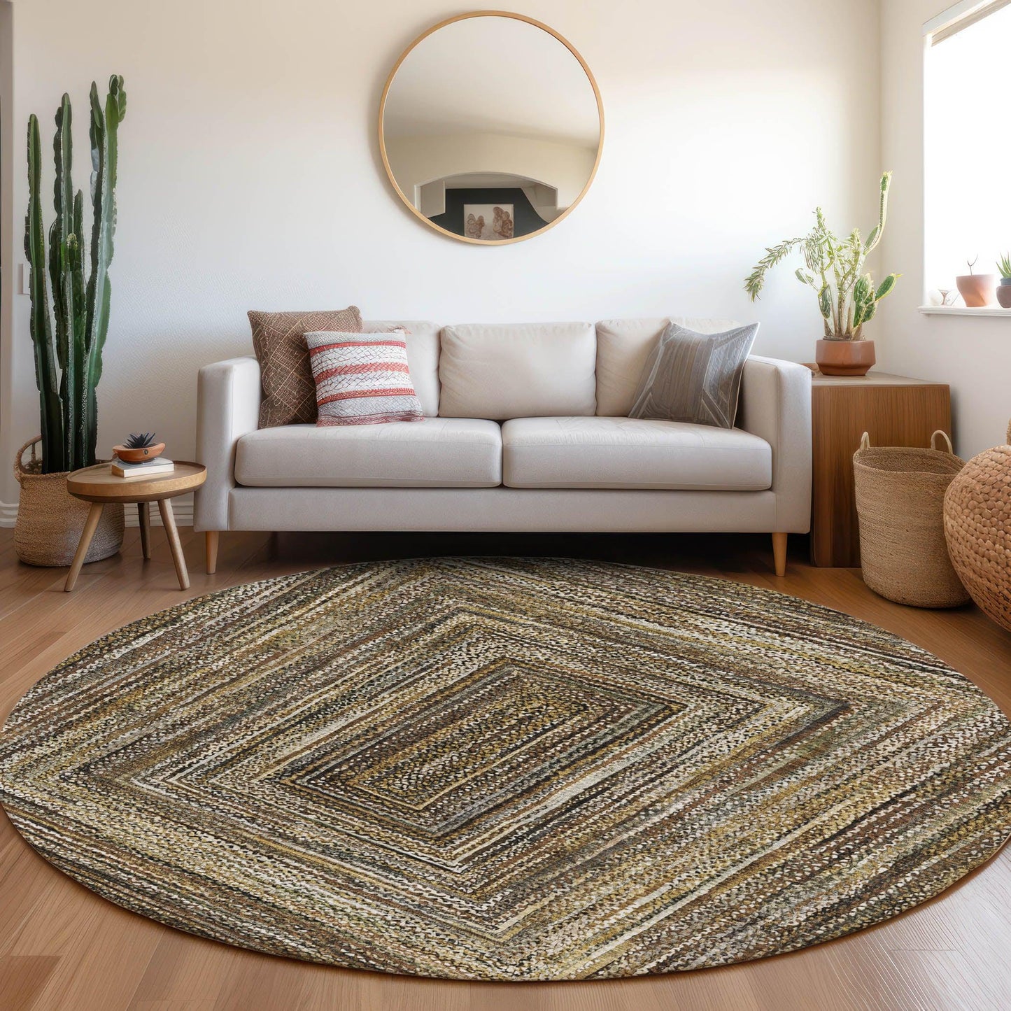 Haelanor Brown Washable Indoor-Outdoor Rug