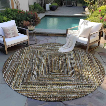 Haelanor Brown Washable Indoor-Outdoor Rug