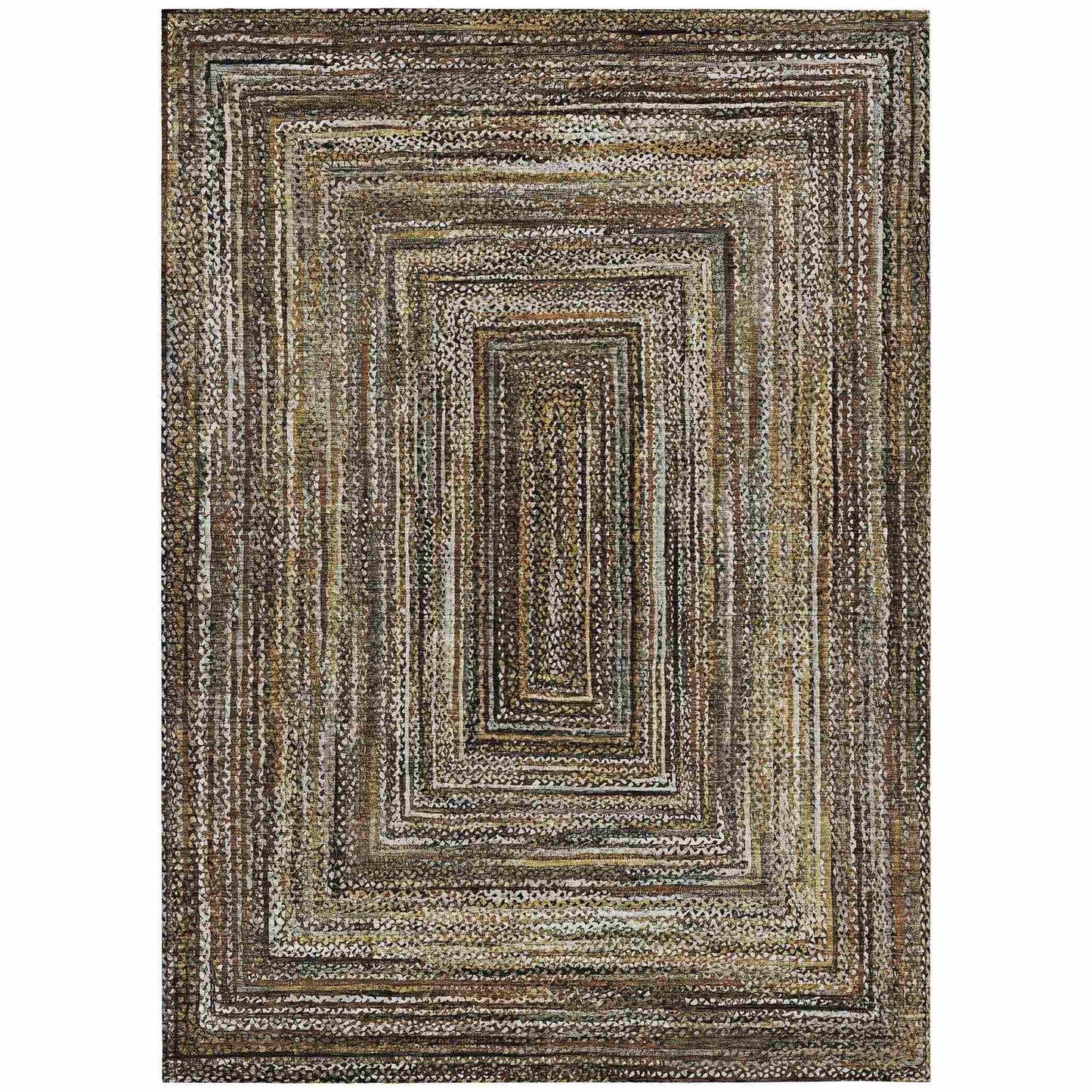 Haelanor Brown Washable Indoor-Outdoor Rug