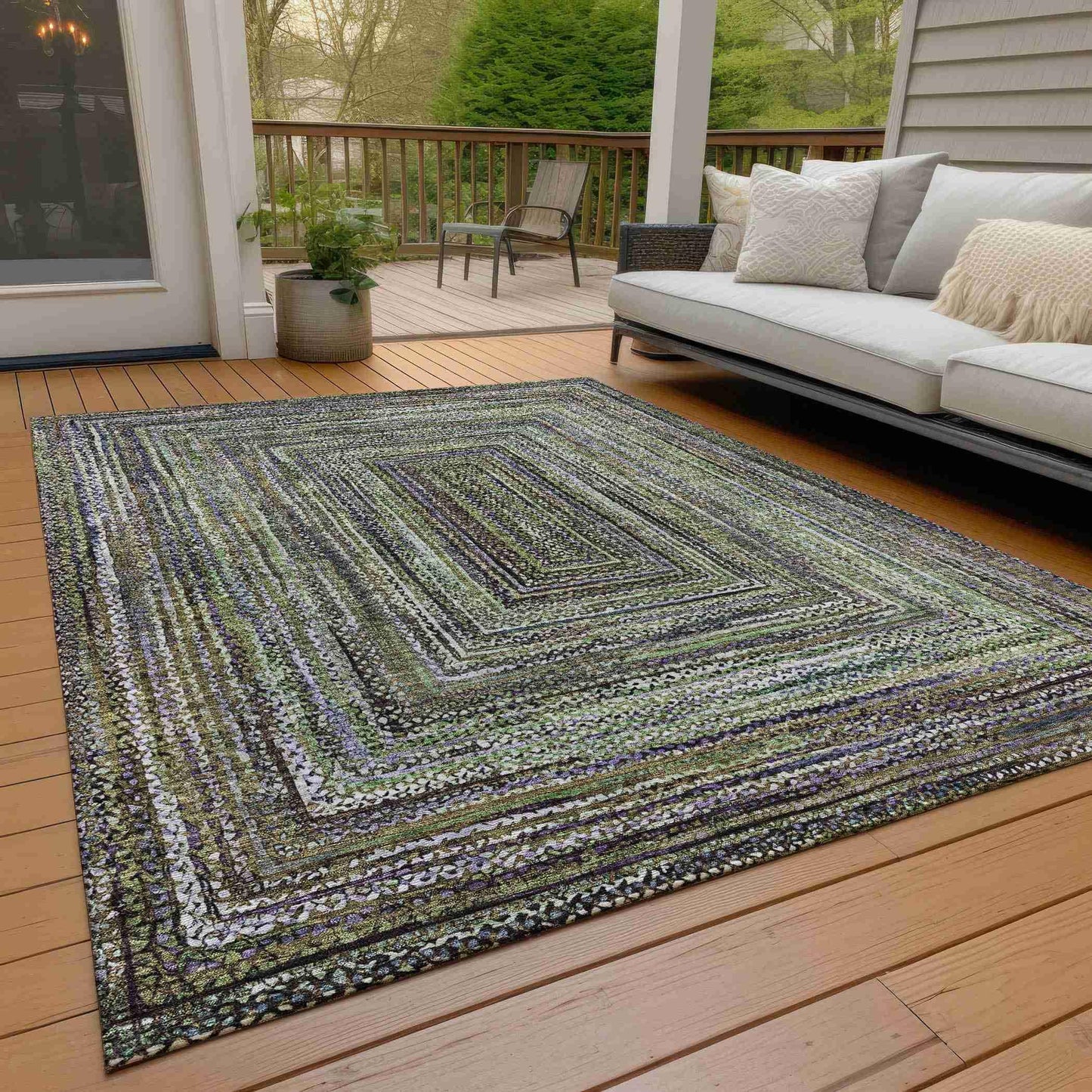 Haelanor Green Washable Indoor-Outdoor Rug