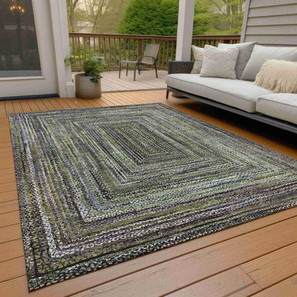 Haelanor Green Washable Indoor-Outdoor Rug