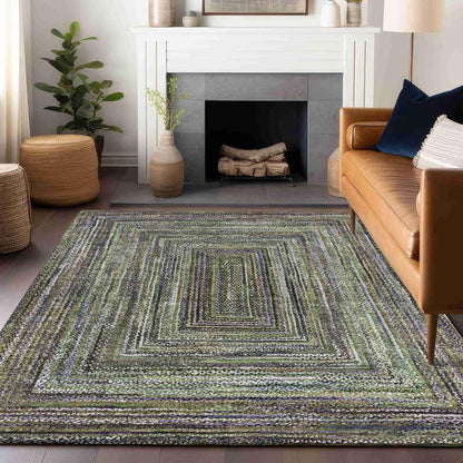 Haelanor Green Washable Indoor-Outdoor Rug