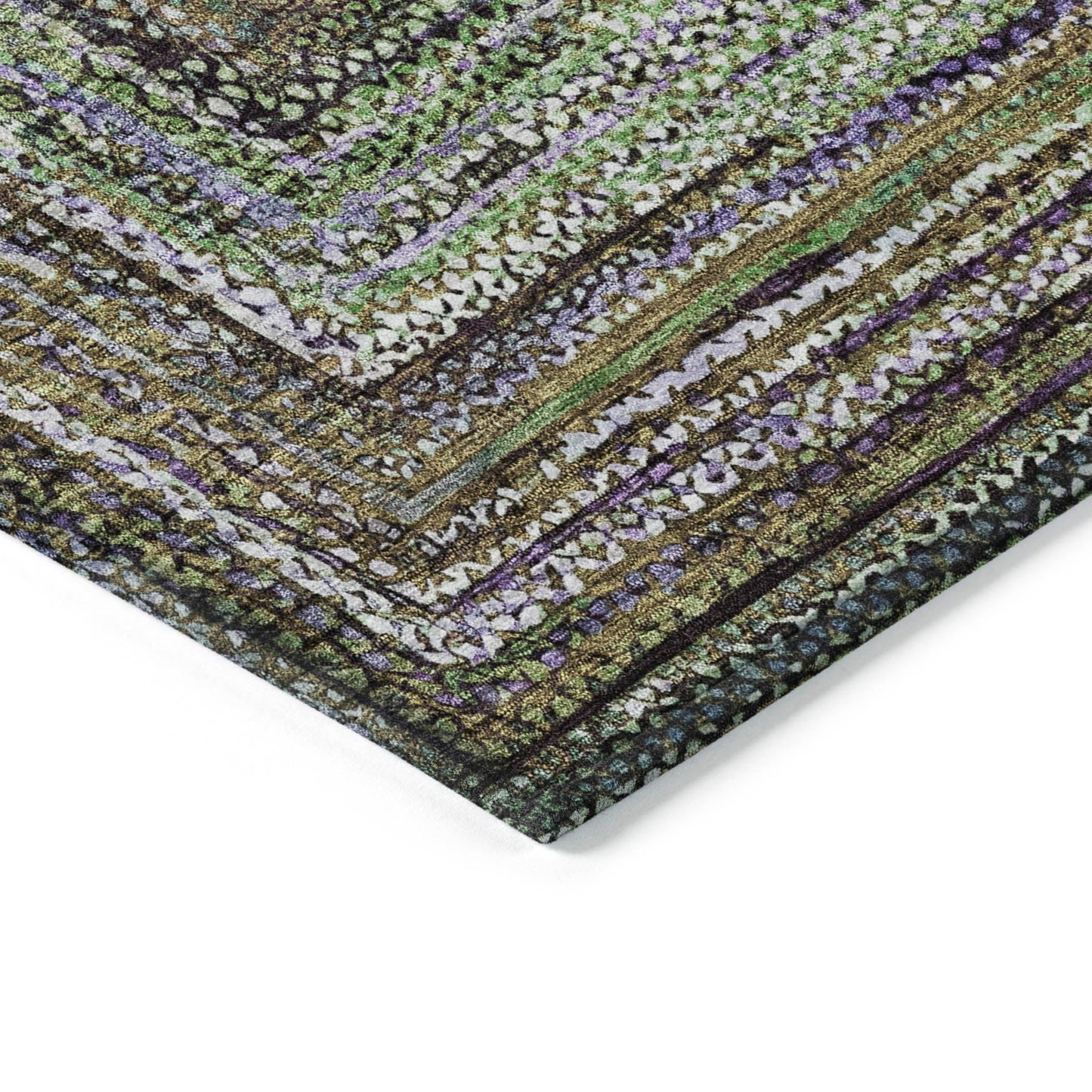 Haelanor Green Washable Indoor-Outdoor Rug