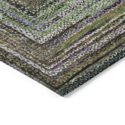 Haelanor Green Washable Indoor-Outdoor Rug
