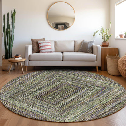 Haelanor Green Washable Indoor-Outdoor Rug