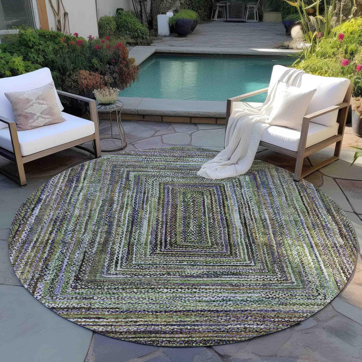 Haelanor Green Washable Indoor-Outdoor Rug