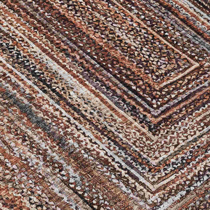 Haelanor Orange Washable Indoor-Outdoor Rug