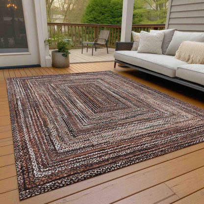 Haelanor Orange Washable Indoor-Outdoor Rug