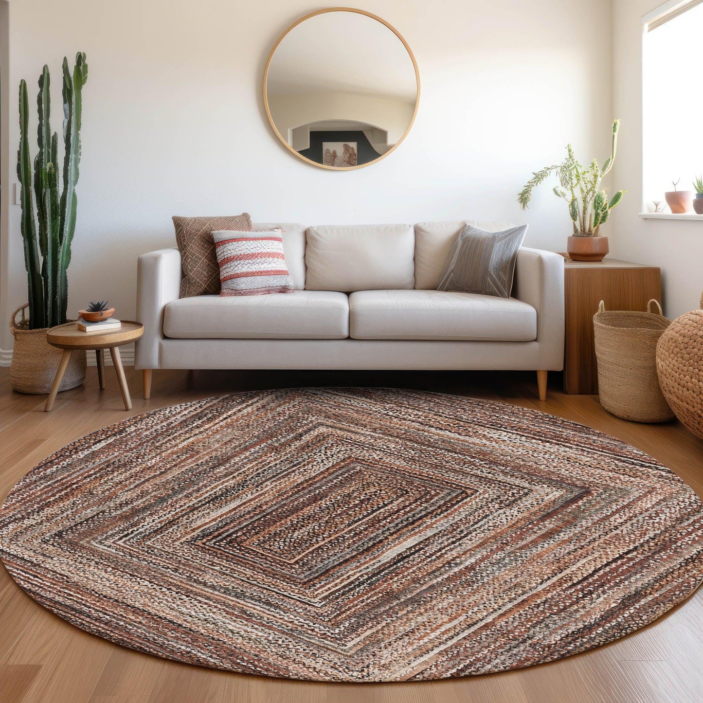 Haelanor Orange Washable Indoor-Outdoor Rug