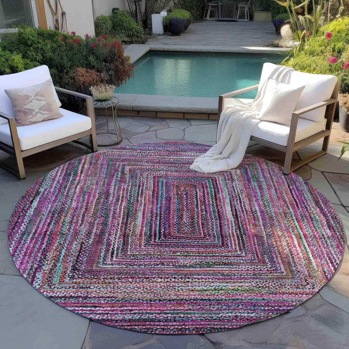 Haelanor Pink Washable Indoor-Outdoor Rug
