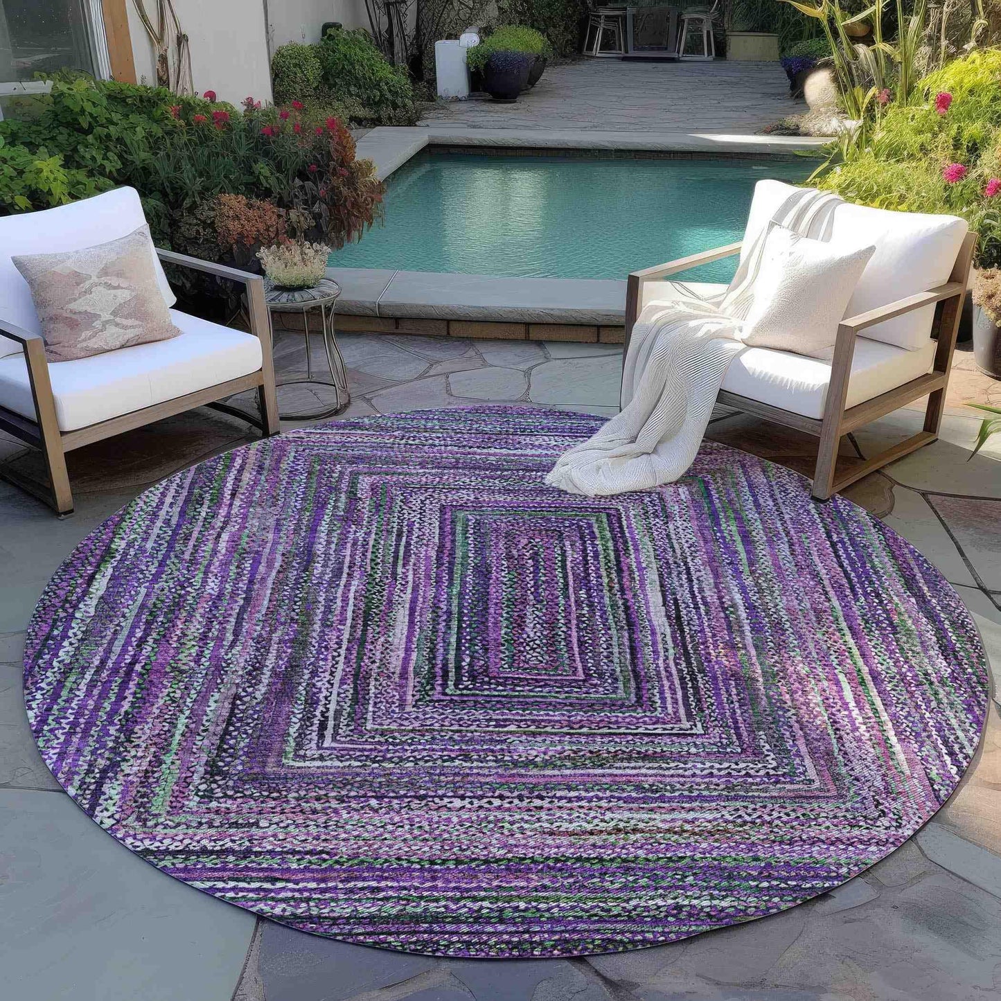 Haelanor Purple Washable Indoor-Outdoor Rug