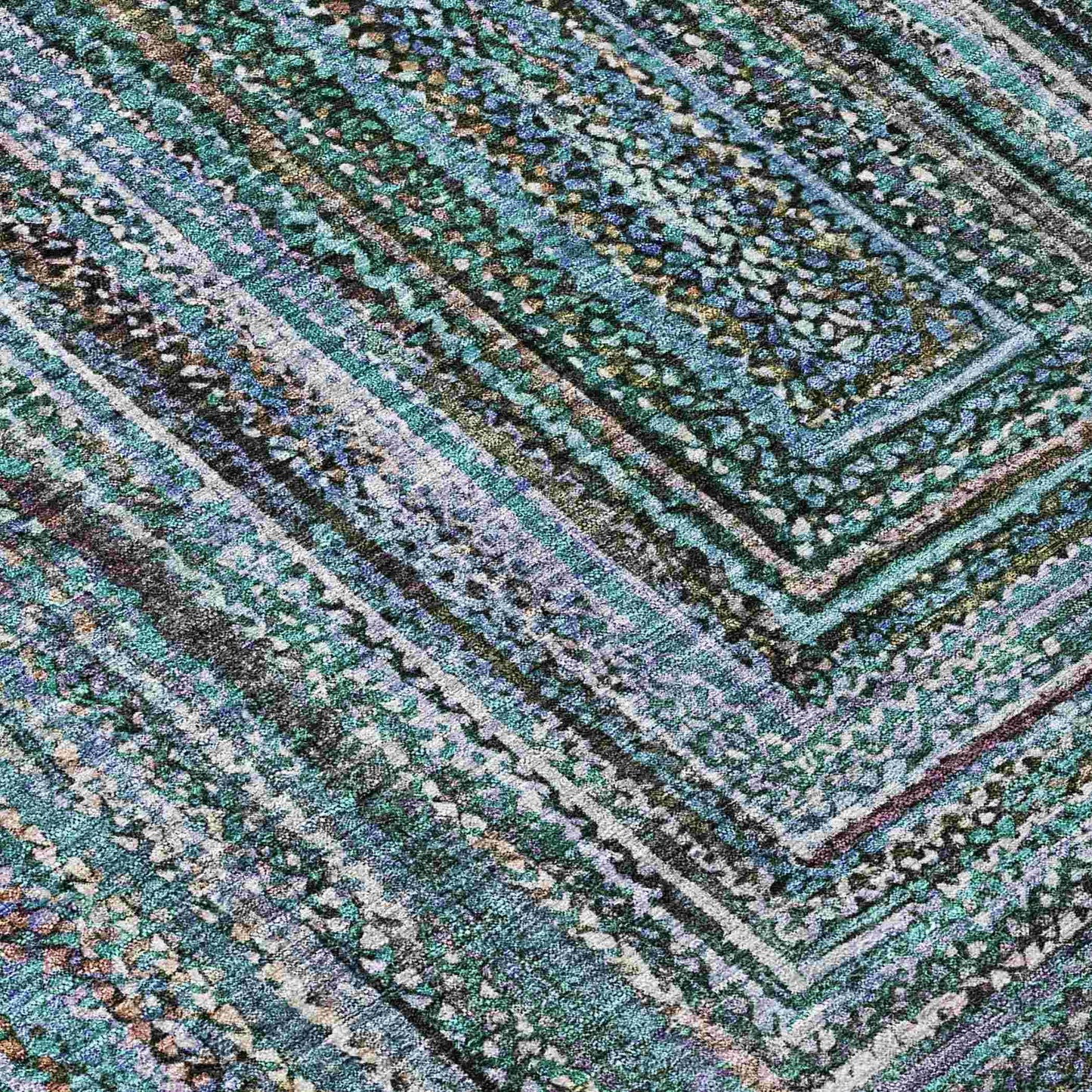 Haelanor Teal Washable Indoor-Outdoor Rug