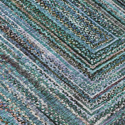 Haelanor Teal Washable Indoor-Outdoor Rug