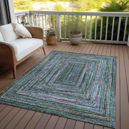 Haelanor Teal Washable Indoor-Outdoor Rug
