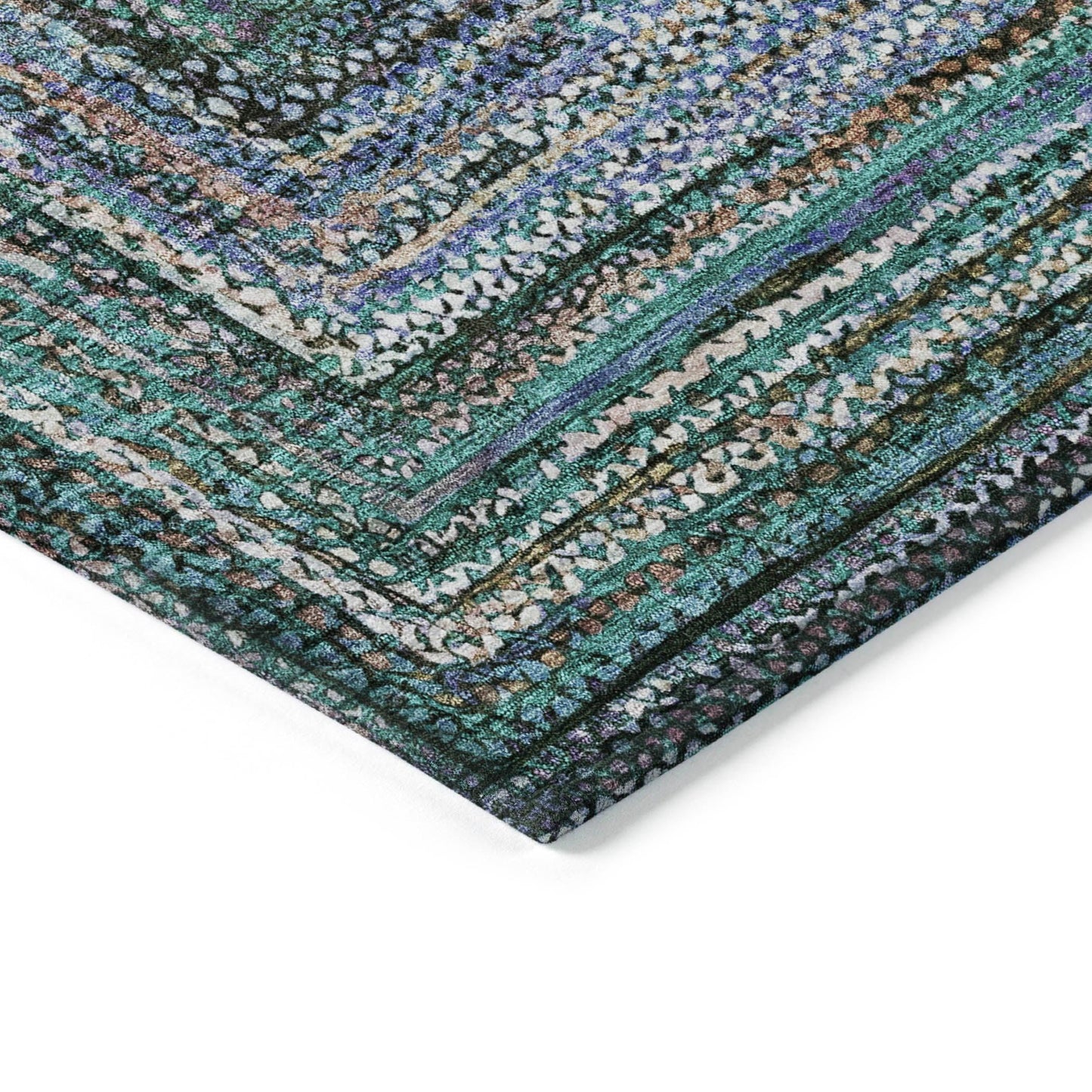 Haelanor Teal Washable Indoor-Outdoor Rug