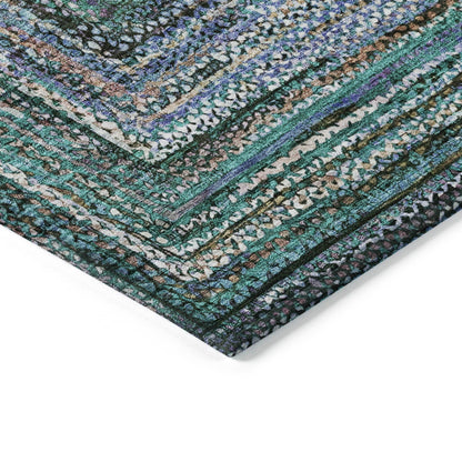 Haelanor Teal Washable Indoor-Outdoor Rug