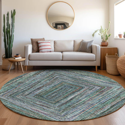 Haelanor Teal Washable Indoor-Outdoor Rug