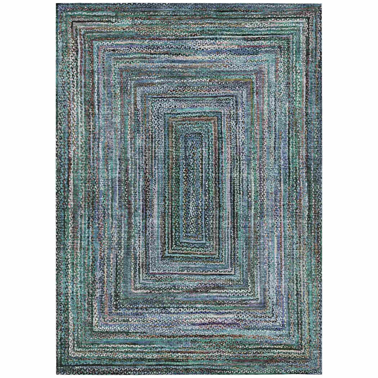 Haelanor Teal Washable Indoor-Outdoor Rug