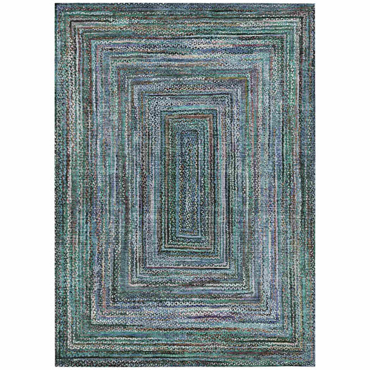 Haelanor Teal Washable Indoor-Outdoor Rug