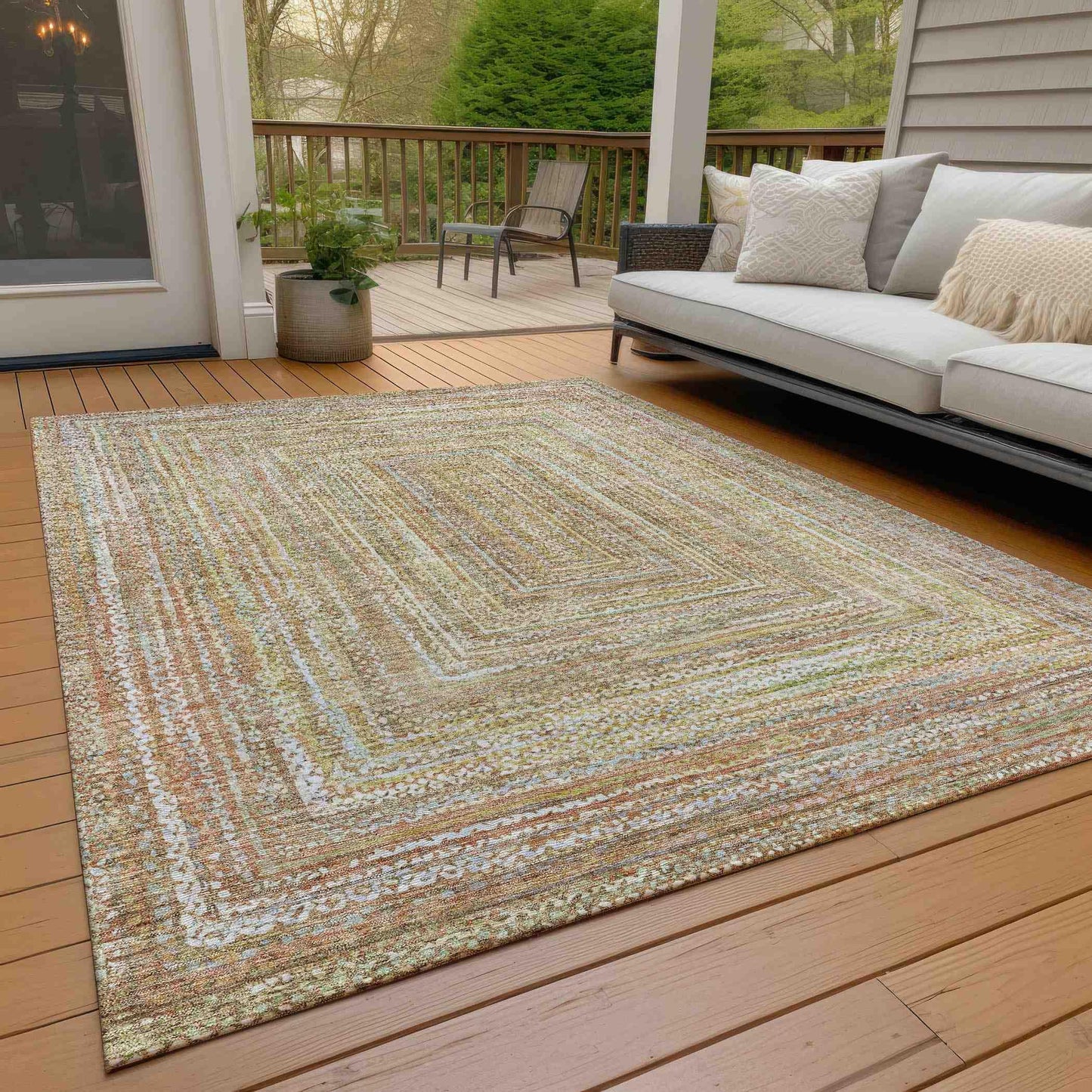 Haelara Brown Washable Indoor-Outdoor Rug