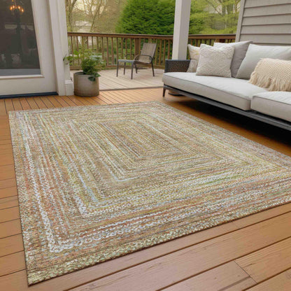 Haelara Brown Washable Indoor-Outdoor Rug