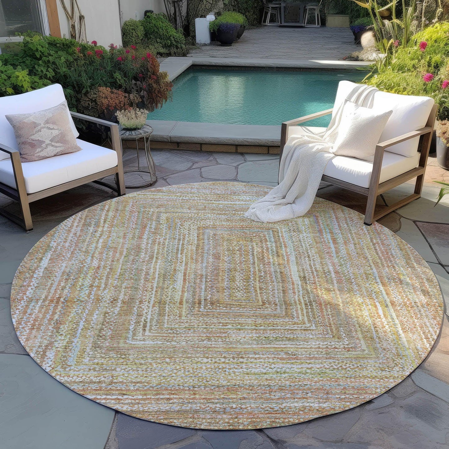 Haelara Brown Washable Indoor-Outdoor Rug