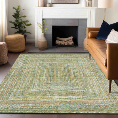 Haelara Green Washable Indoor-Outdoor Rug