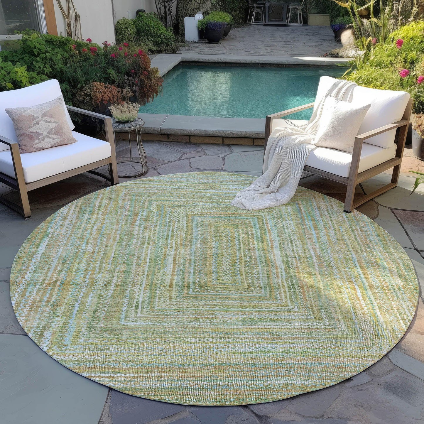 Haelara Green Washable Indoor-Outdoor Rug