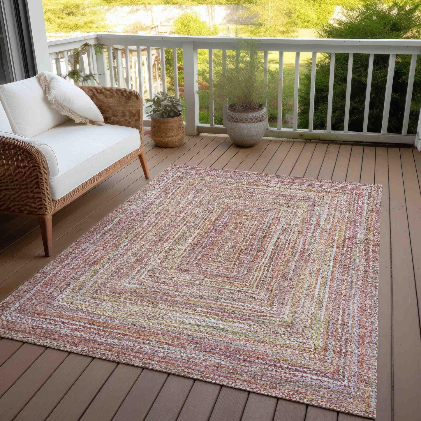 Haelara Orange Washable Indoor-Outdoor Rug