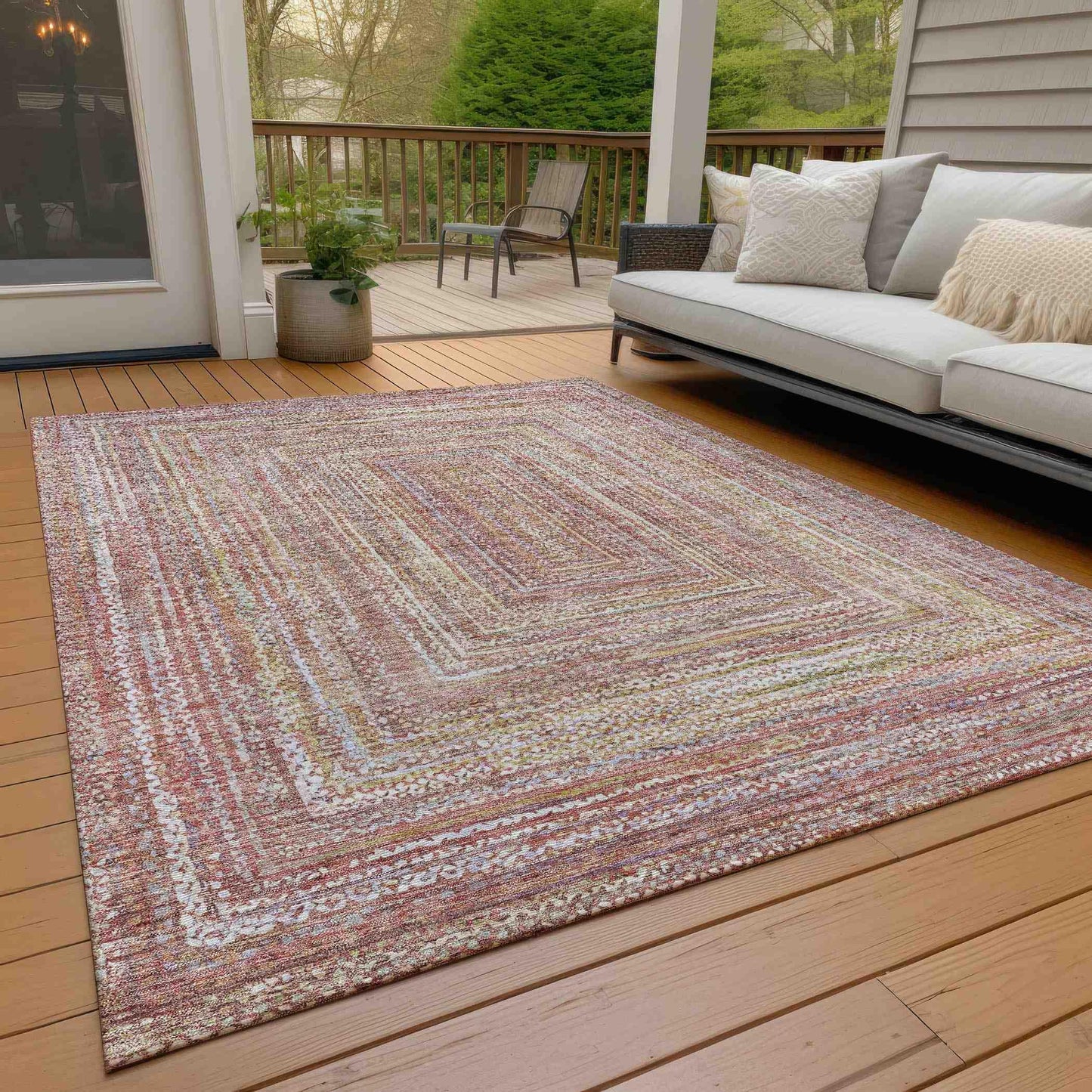 Haelara Orange Washable Indoor-Outdoor Rug