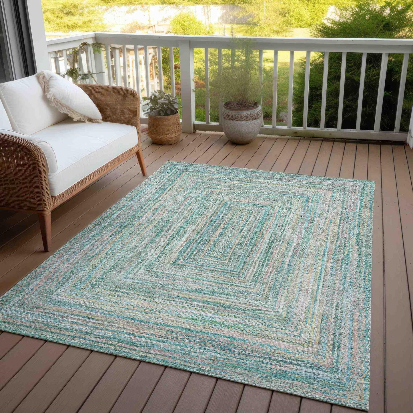 Haelara Teal Washable Indoor-Outdoor Rug