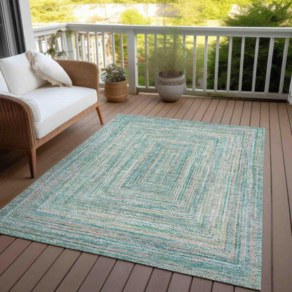 Haelara Teal Washable Indoor-Outdoor Rug