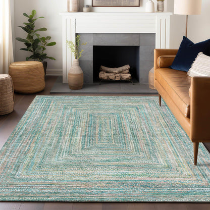 Haelara Teal Washable Indoor-Outdoor Rug